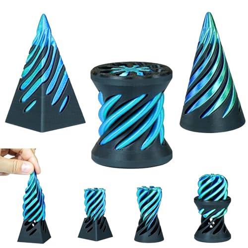 Mydhall Impossible Cone 3-Pack – 3D Printed Spiral Fidget Toys for Stress Relief (Green+Black)