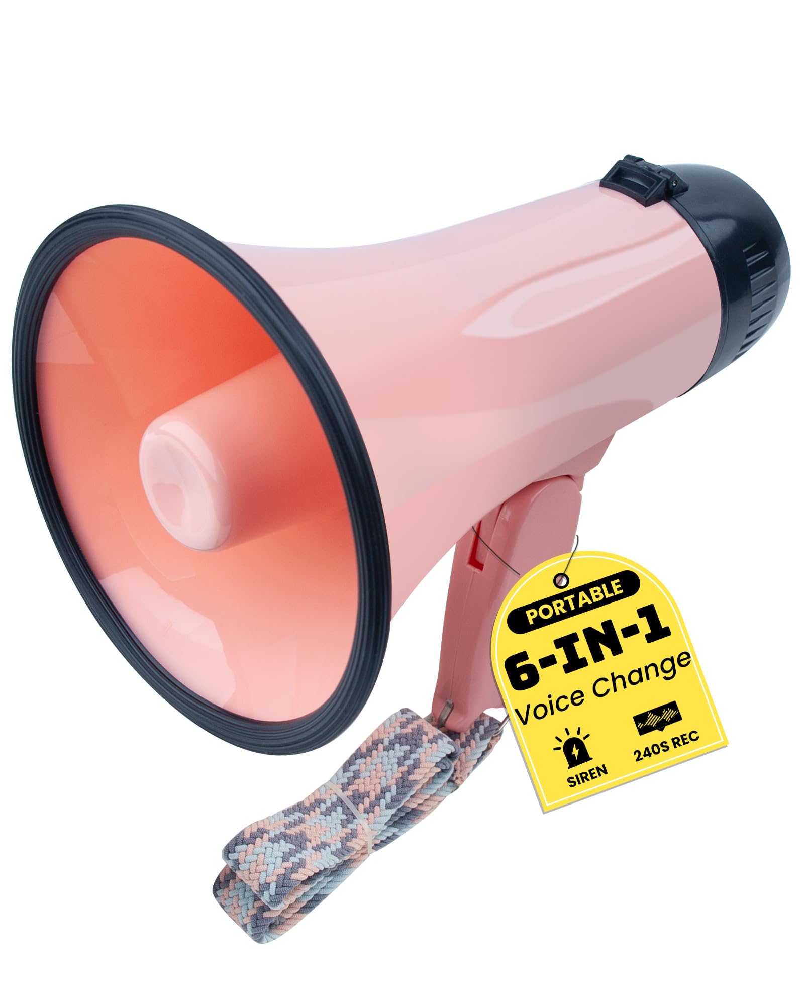 MyMealivos Voice Changer Megaphone with 6 Effects, 20W Amplifier, Siren & 240s Recording - Pink