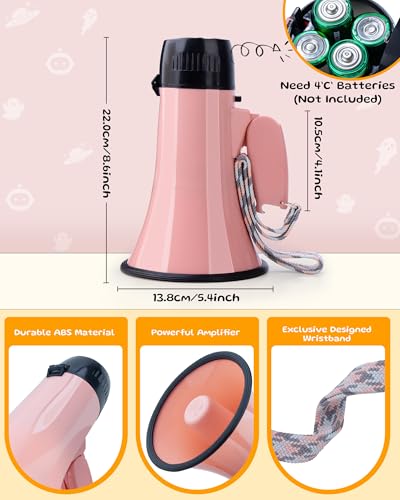 MyMealivos Voice Changer Megaphone with 6 Effects, 20W Amplifier, Siren & 240s Recording - Pink