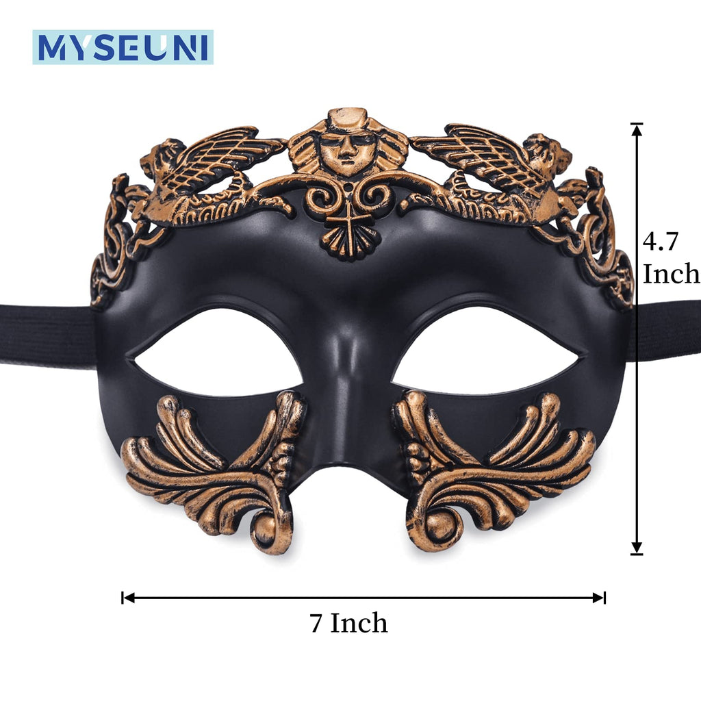 MYSEUNI Roman Greek Venetian Half Face Mask for Men – Masquerade Ball Mardi Gras Halloween Costume