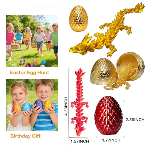 Mystery Dragon Egg Set: 8 Pack 3D Printed Articulated Dragons - Fidget Toys & Fantasy Desk Decor
