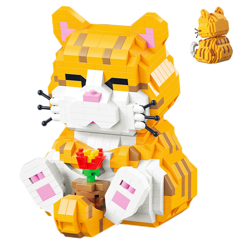 Myweyde Orange Cat Building Blocks – 834 Pieces Micro Building Set for Adults & Kids