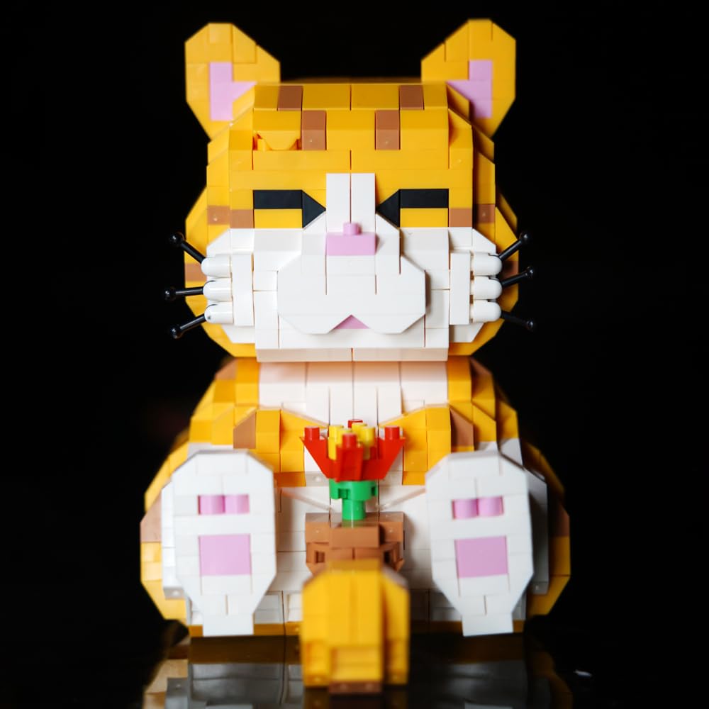 Myweyde Orange Cat Building Blocks – 834 Pieces Micro Building Set for Adults & Kids