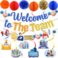 MZ.ogm Welcome To The Team Banner Set – Office Team Party Decorations with Garland, Swirls, Flowers & Honeycomb Balls