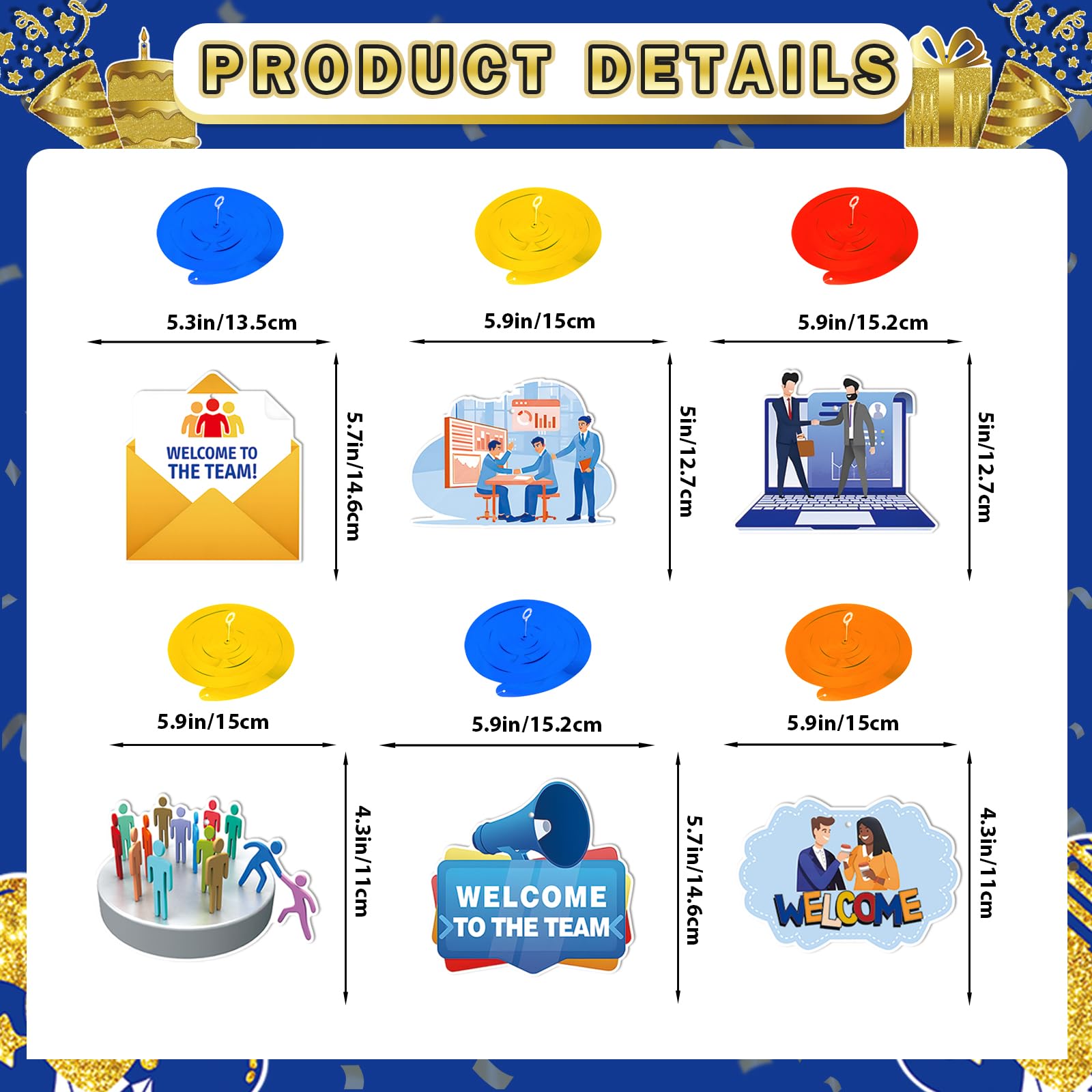 MZ.ogm Welcome To The Team Banner Set – Office Team Party Decorations with Garland, Swirls, Flowers & Honeycomb Balls