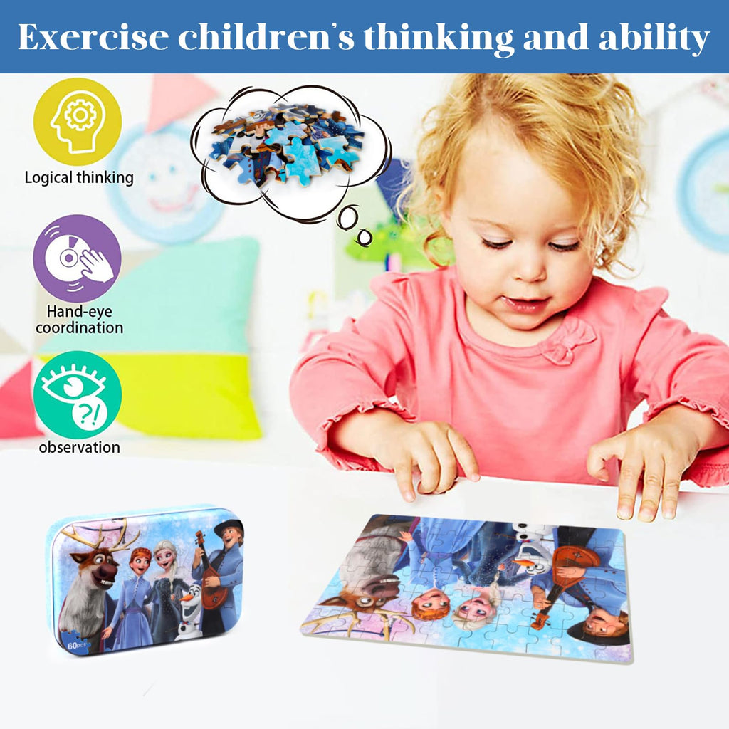 MZZOTOY 60-Piece Jigsaw Puzzle for Kids Ages 4-8 in Metal Box – Educational Toy with Numbered Pieces