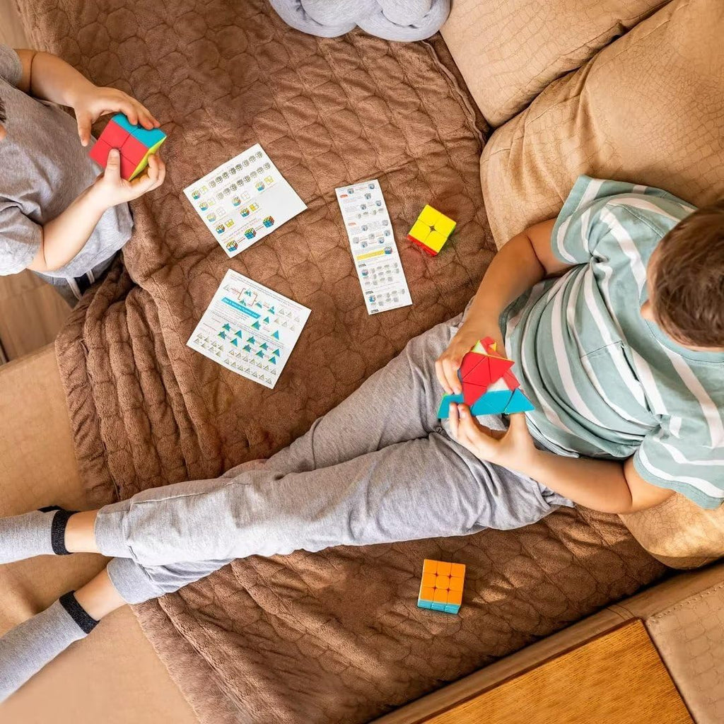 Nabreeli 3-Pack Speed Cube Set – 2x2, 3x3 & Pyramid Stickerless Puzzles for Brain Training, Travel & Gifts