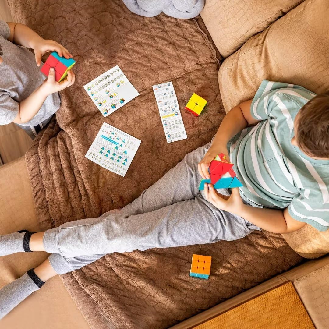 Nabreeli 3-Pack Speed Cube Set – 2x2, 3x3 & Pyramid Stickerless Puzzles for Brain Training, Travel & Gifts