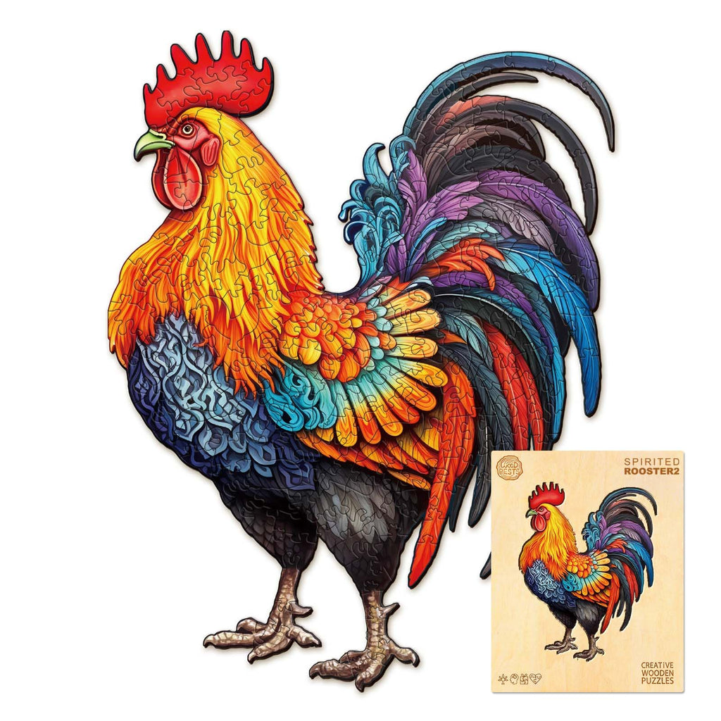 NABYSHOP Wooden Rooster Puzzle - 270 Pieces, 14.5x11.1 Inches, Natural Wood Jigsaw for Adults