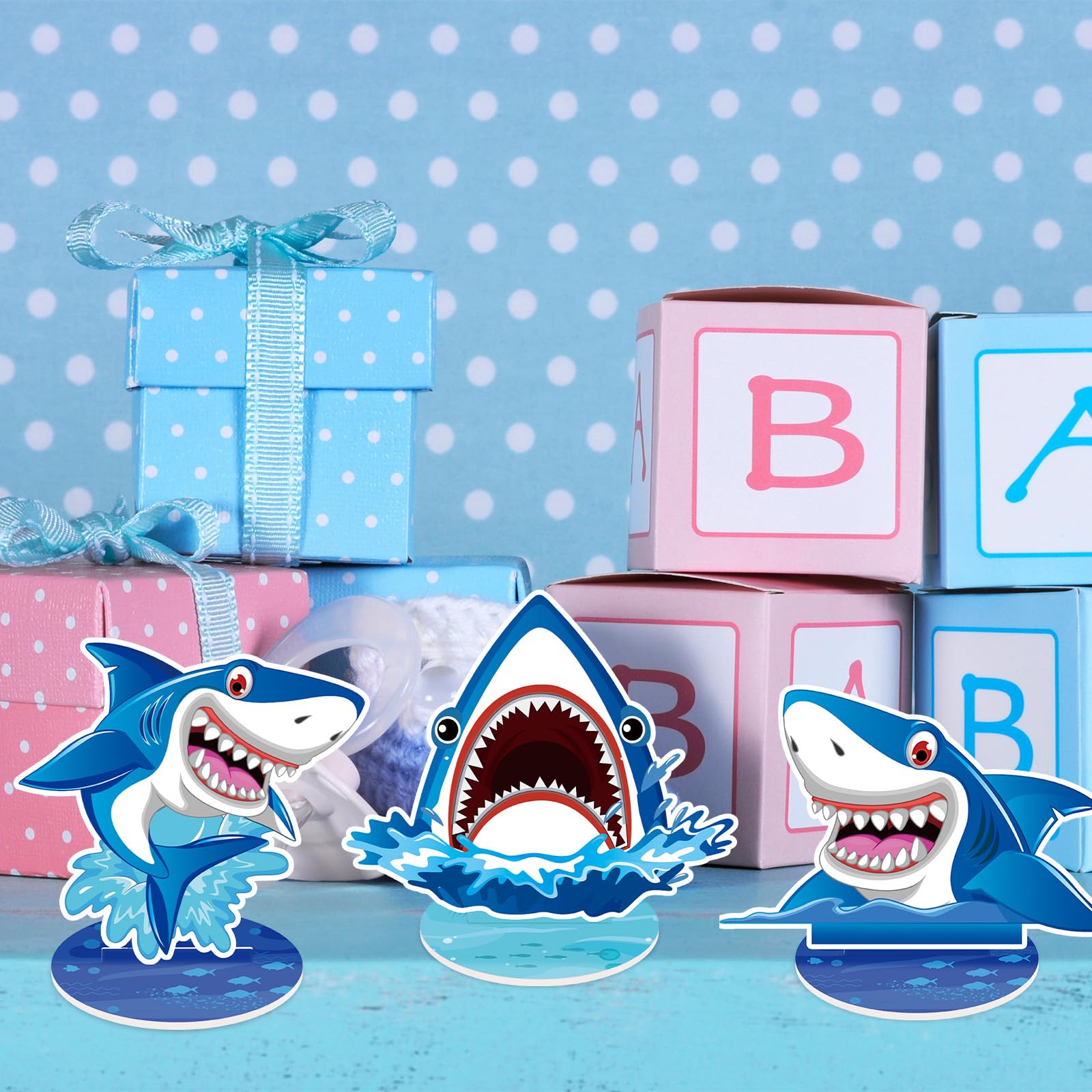 Namalu 16-Piece Shark Centerpiece Set - Ocean Theme Table Decorations for Birthday Parties