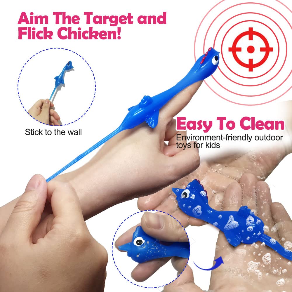 Namii W Slingshot Chicken Flick Flying Flingers - 10 Pack Rubber Chicken Gag Toys