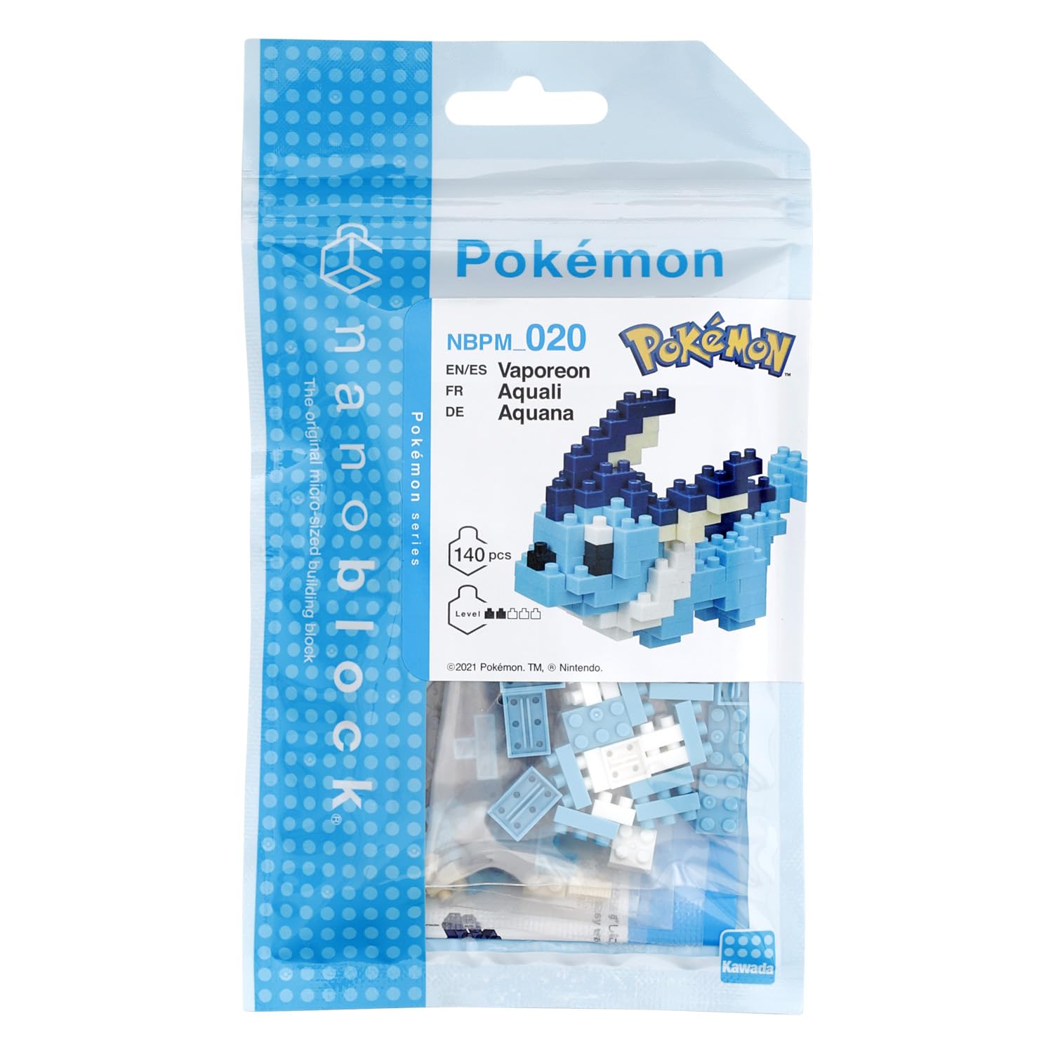 Nanoblock Pokémon Vaporeon Building Kit – 130 Pieces, Level 2, Officially Licensed