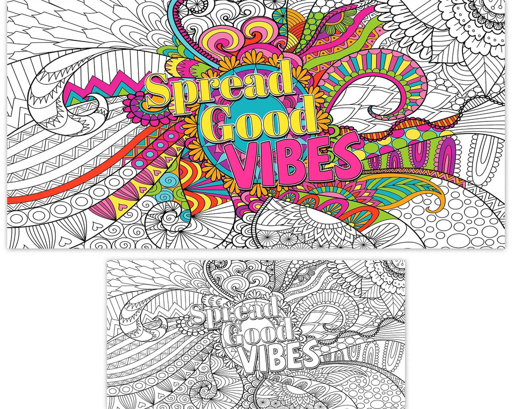 Naozinebi Giant Mandala Coloring Poster – Large Motivational Poster for Kids & Adults, 25x50 Inches, Non-Toxic, Laminated