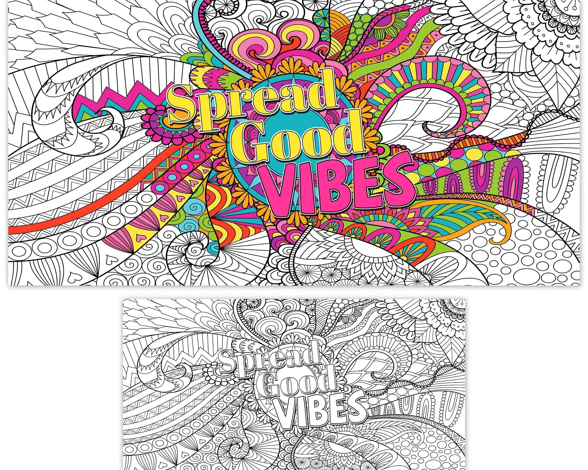 Naozinebi Giant Mandala Coloring Poster – Large Motivational Poster for Kids & Adults, 25x50 Inches, Non-Toxic, Laminated