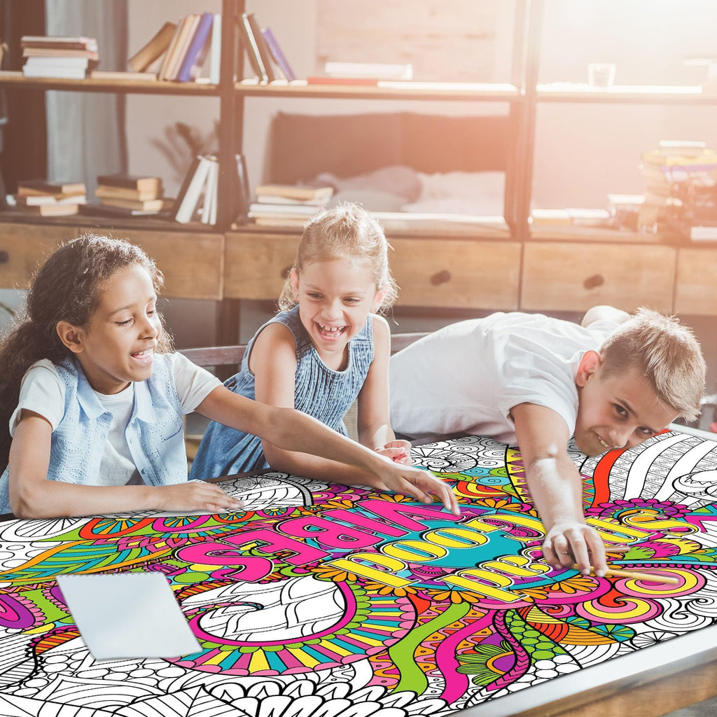 Naozinebi Giant Mandala Coloring Poster – Large Motivational Poster for Kids & Adults, 25x50 Inches, Non-Toxic, Laminated