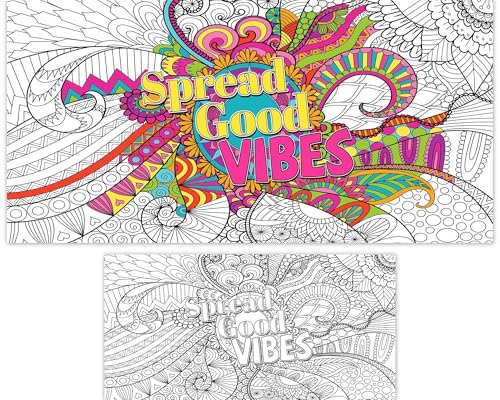 Naozinebi Giant Mandala Coloring Poster – Large Motivational Poster for Kids & Adults, 25x50 Inches, Non-Toxic, Laminated