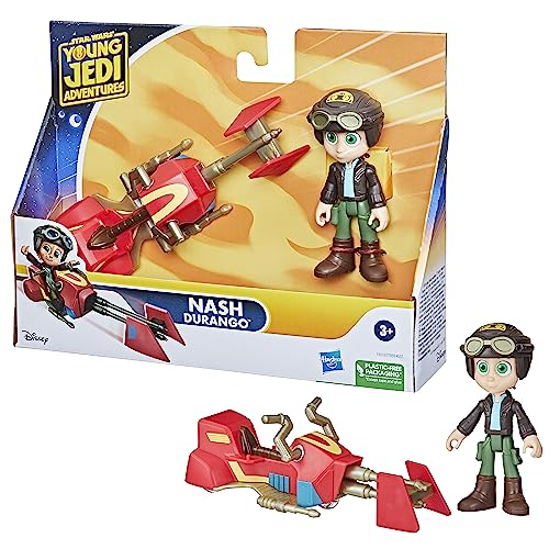 Nash Durango Figure & Speeder Bike – 4-Inch Young Jedi Adventures Toy Set by Hasbro