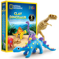 National Geographic Air Dry Clay Dinosaur Craft Kit – 5 Dino Skeletons, 5 Colors, Googly Eyes for Kids Ages 4+