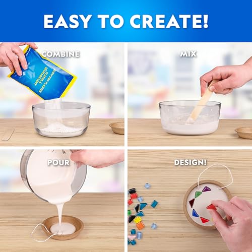 National Geographic Mosaic Kit – Create 3 Glass Tile Art Projects with Templates, Plaster & Hanging Cords for Ages 8+