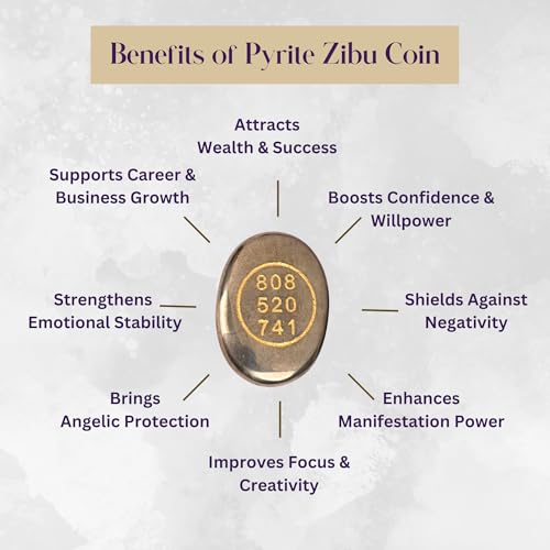 Natural Pyrite Zibu Coin with Angelic Numbers 808 520 741 – Prosperity and Protection Pocket Stone