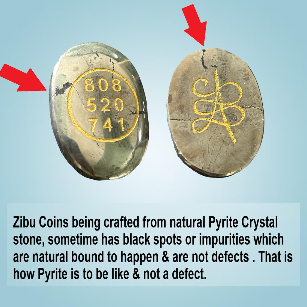 Natural Pyrite Zibu Coin with Angelic Numbers 808 520 741 – Prosperity and Protection Pocket Stone