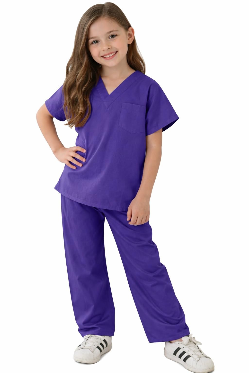 Natural Uniforms Children's Scrub Set - Soft Touch - Purple, Size 8/10 - Kids Doctor Costume for Dress Up, School Projects, Halloween