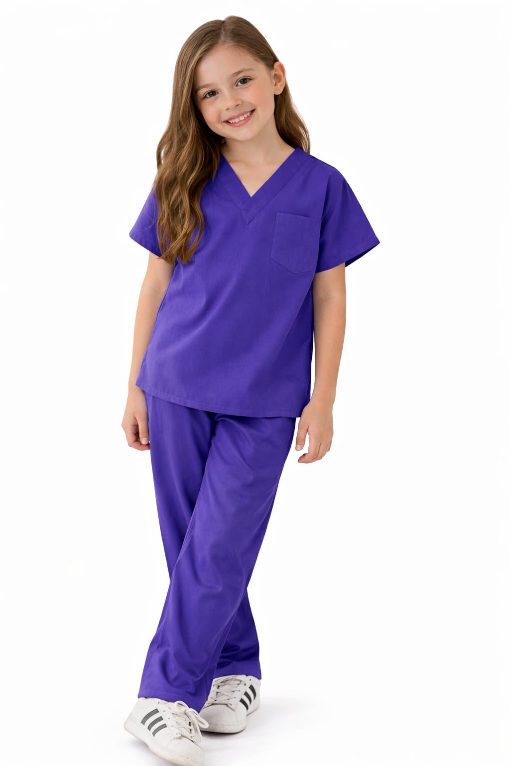 Natural Uniforms Children's Scrub Set - Soft Touch - Purple, Size 8/10 - Kids Doctor Costume for Dress Up, School Projects, Halloween
