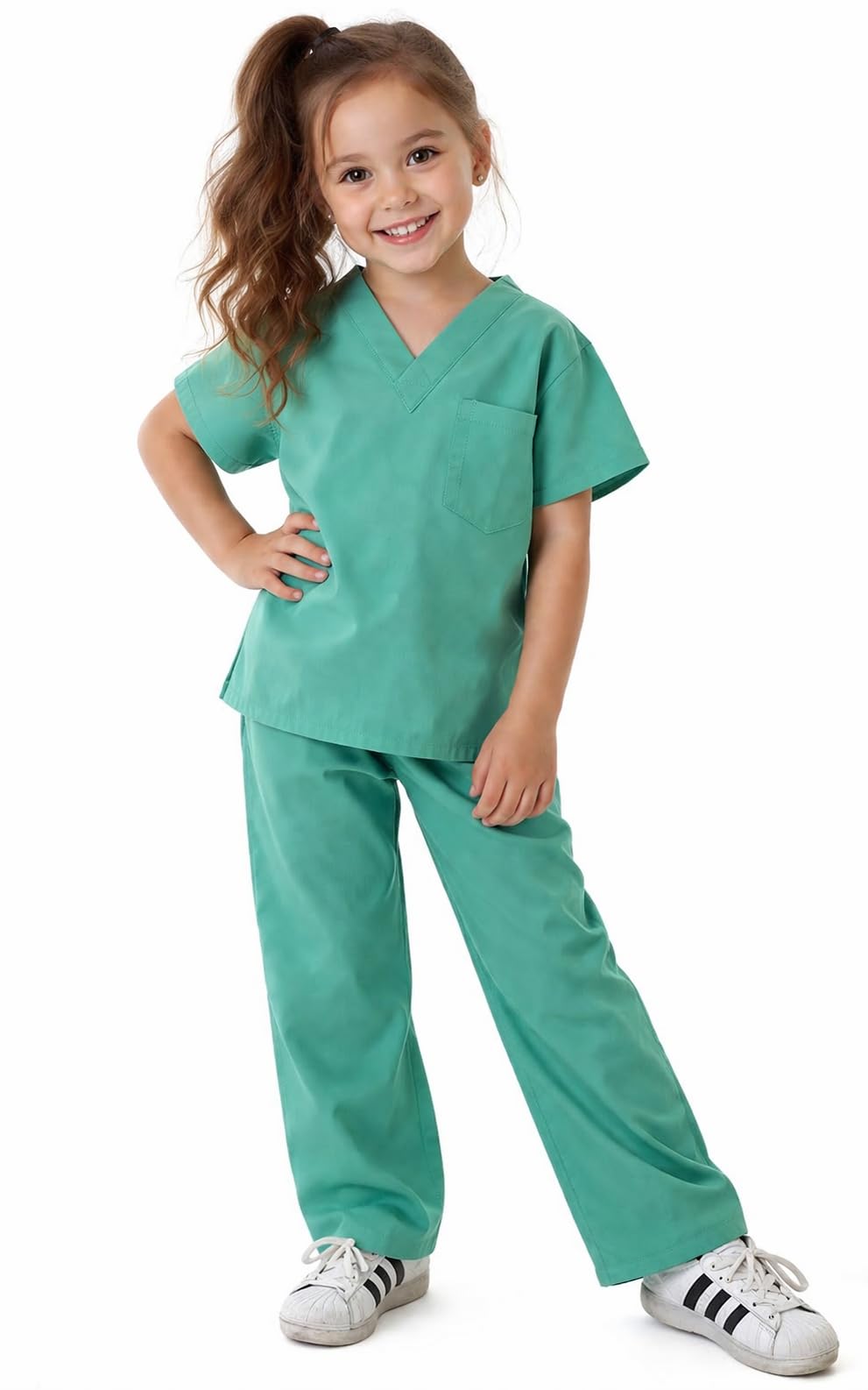 Natural Uniforms Children's Scrub Set – Soft Touch Role Play Costume (Surgical Green, Size 12/14)