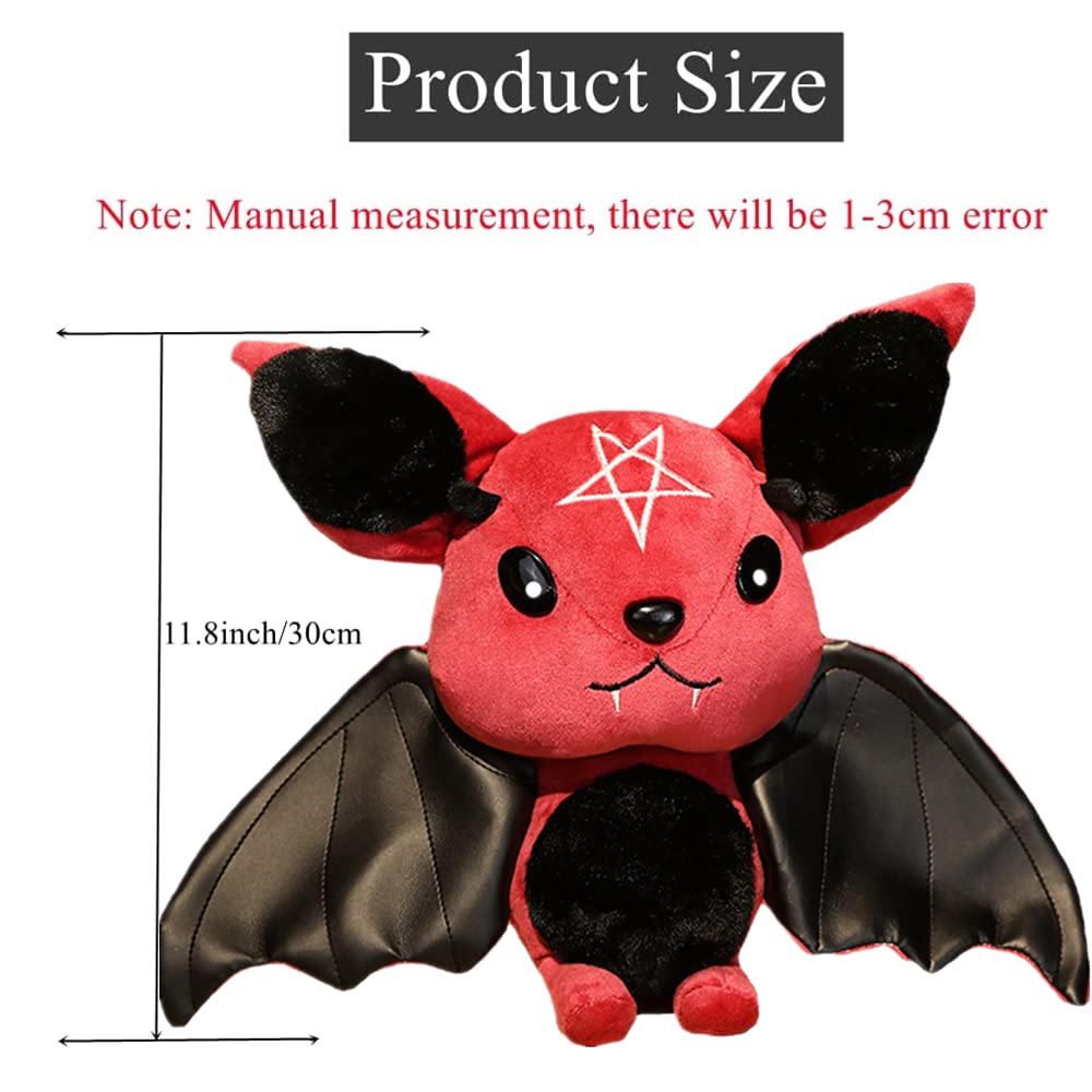 NatureMan Red Bat Plush Toy - 11.8 Inch Soft Stuffed Animal for Halloween Decor and Gifts