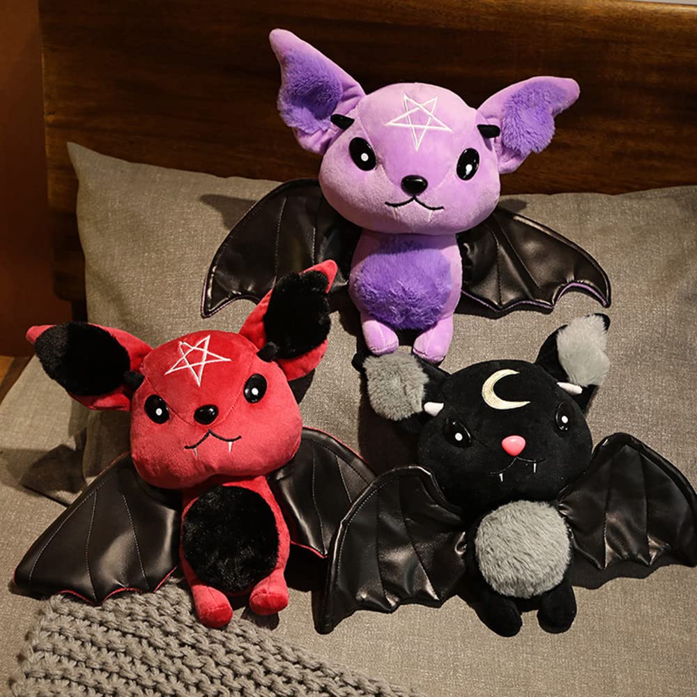 NatureMan Red Bat Plush Toy - 11.8 Inch Soft Stuffed Animal for Halloween Decor and Gifts