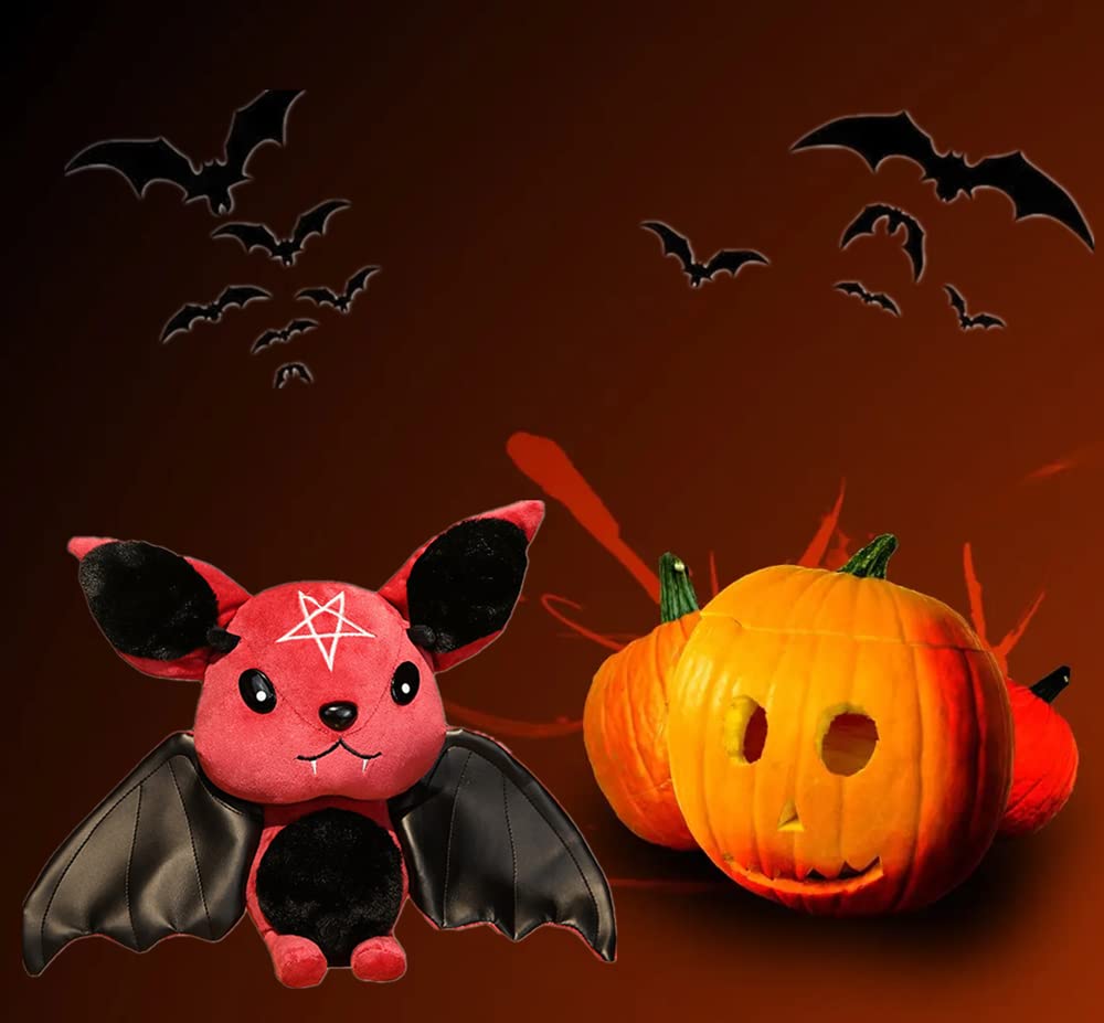 NatureMan Red Bat Plush Toy - 11.8 Inch Soft Stuffed Animal for Halloween Decor and Gifts