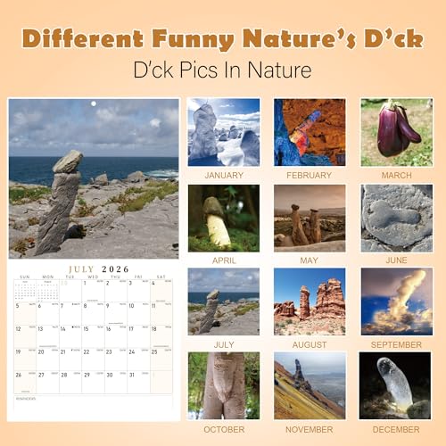 Nature's D*cks Pics Calendar 2026 – Hilarious White Elephant Gag Gift for Adults