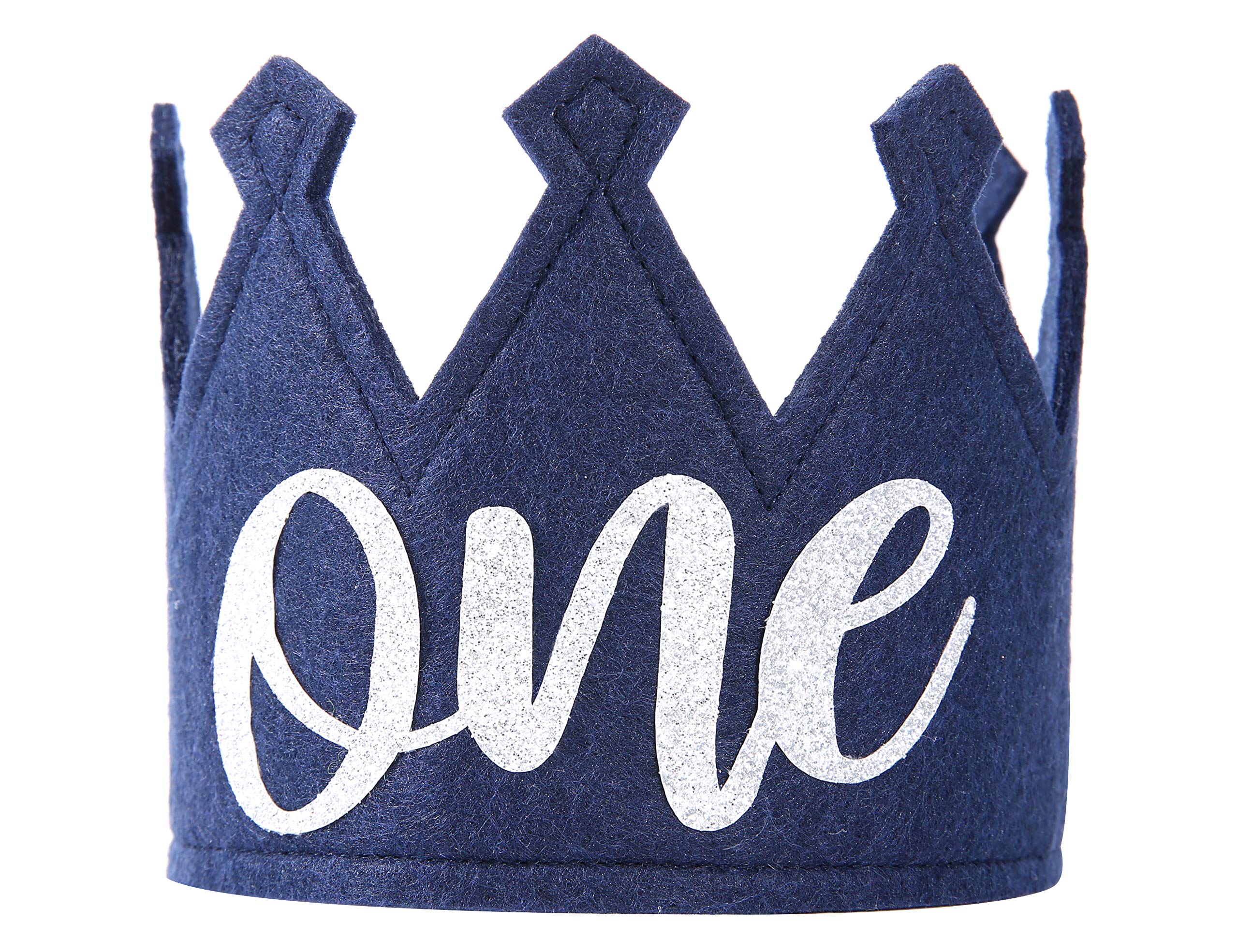 Navy Blue 1st Birthday Crown - Handmade Felt Baby Crown by WAWUO