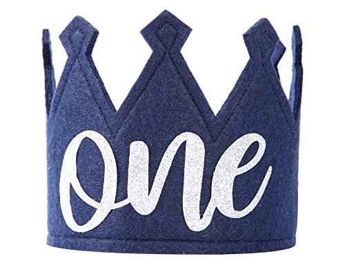 Navy Blue 1st Birthday Crown - Handmade Felt Baby Crown by WAWUO