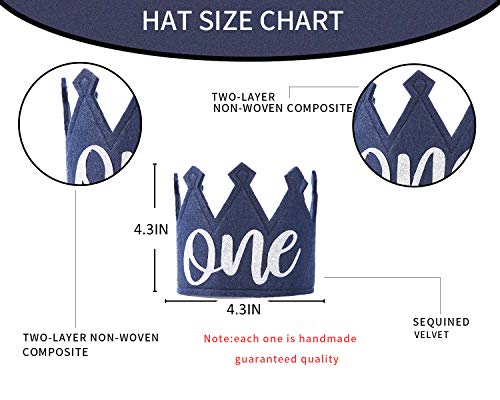 Navy Blue 1st Birthday Crown - Handmade Felt Baby Crown by WAWUO