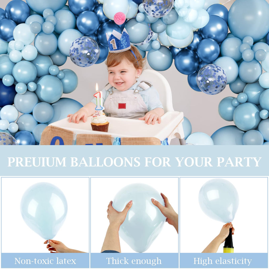 Navy Blue Balloon Arch Kit – 168 Piece Latex Balloon Garland for Birthday, Baby Shower, Ocean Theme by PEASUG
