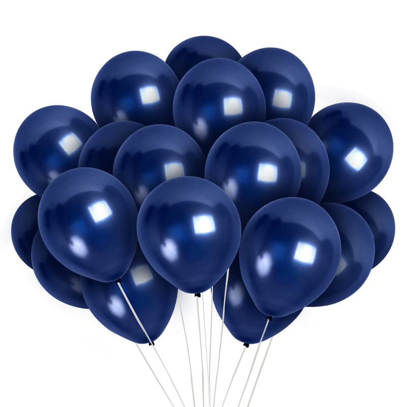Navy Blue Metallic Balloons 36 Pack - 12 Inch Latex Balloons for Birthday Graduation Party Decorations