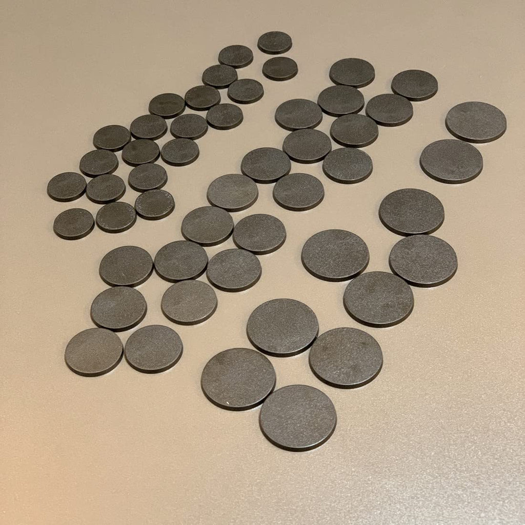 NC EBCO 50-Piece Mixed Round Plastic Model Bases (25mm/32mm/40mm) for Gaming Miniatures