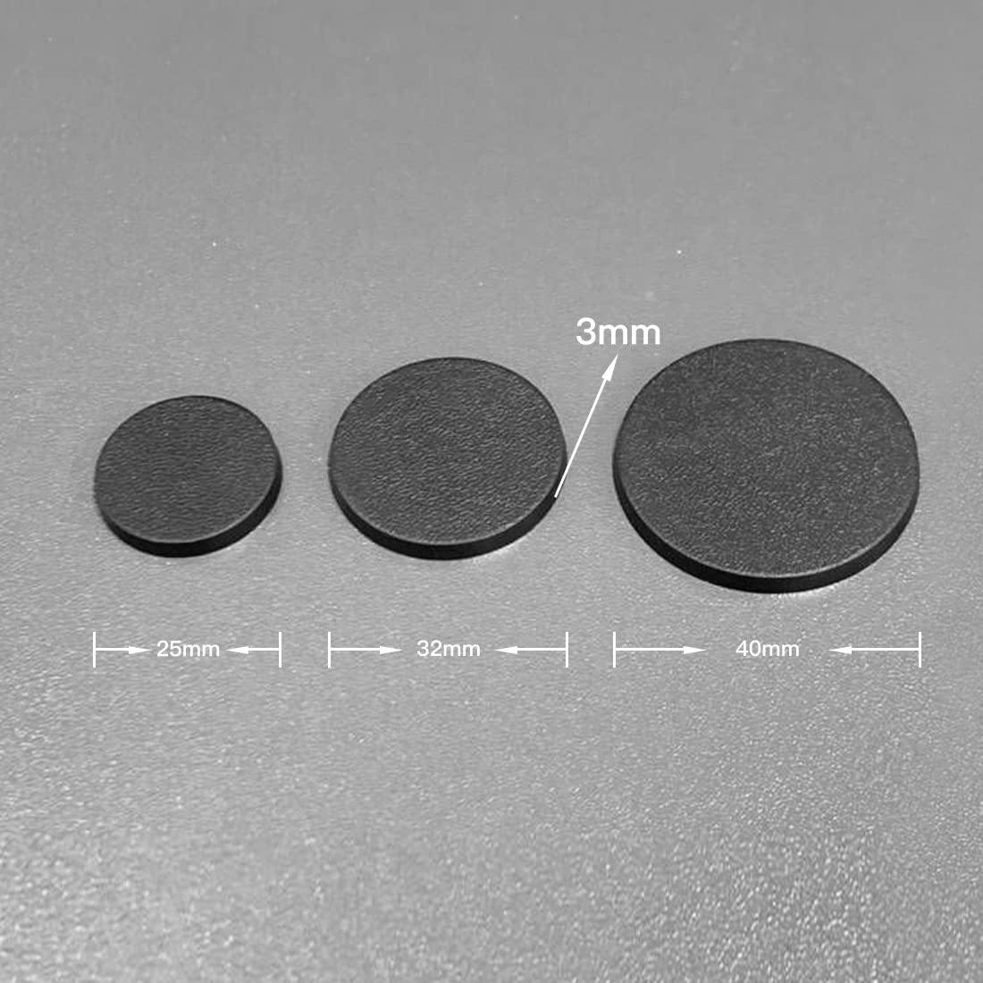 NC EBCO 50-Piece Mixed Round Plastic Model Bases (25mm/32mm/40mm) for Gaming Miniatures