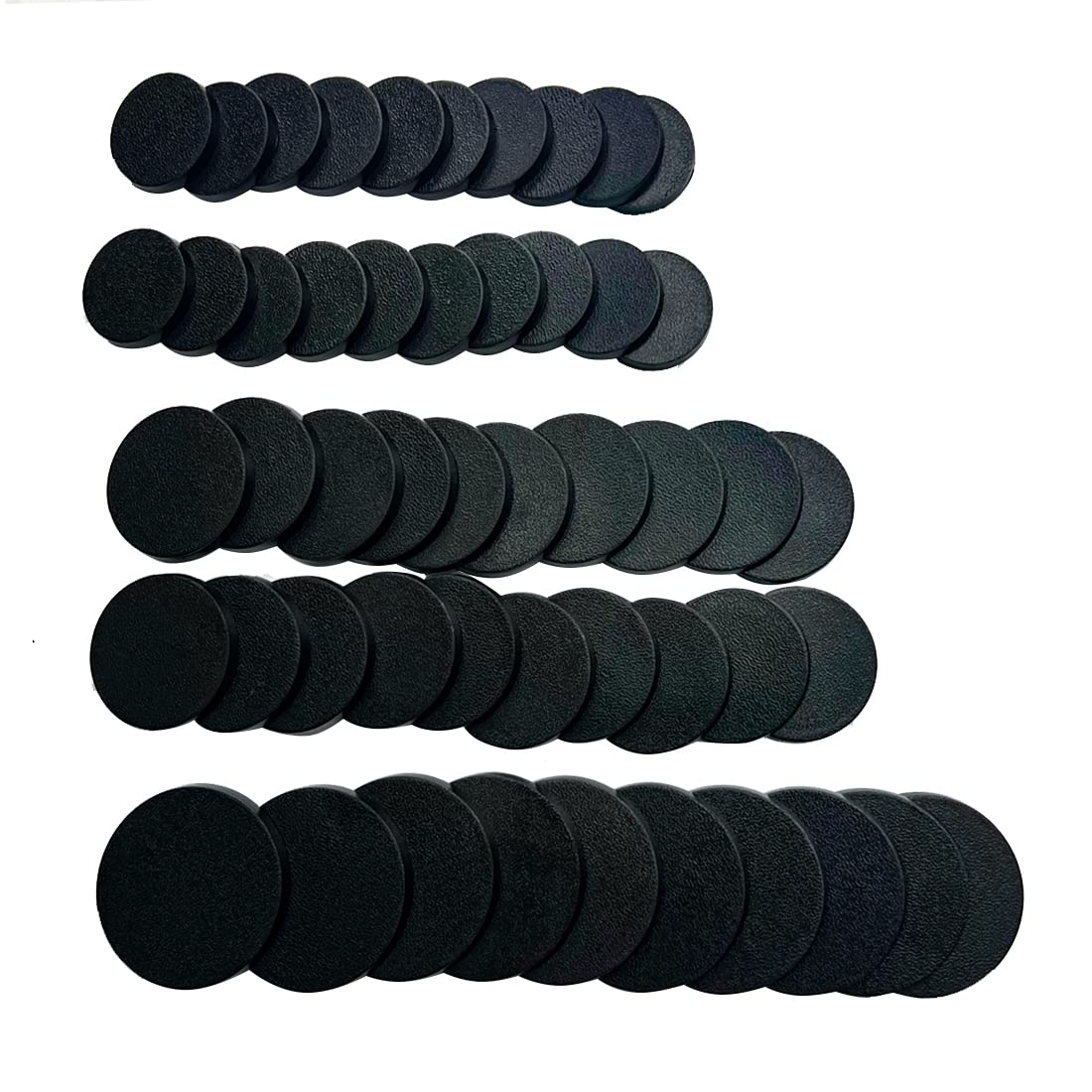 NC EBCO 50-Piece Mixed Round Plastic Model Bases (25mm/32mm/40mm) for Gaming Miniatures