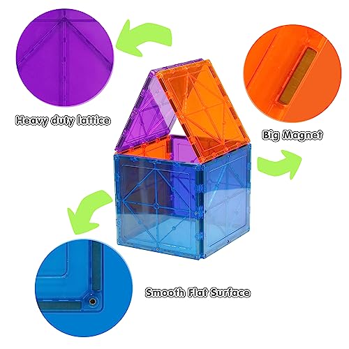 NEOFORMERS Large Magnetic Tiles Set - 6 Piece Square STEM Building Blocks for Kids