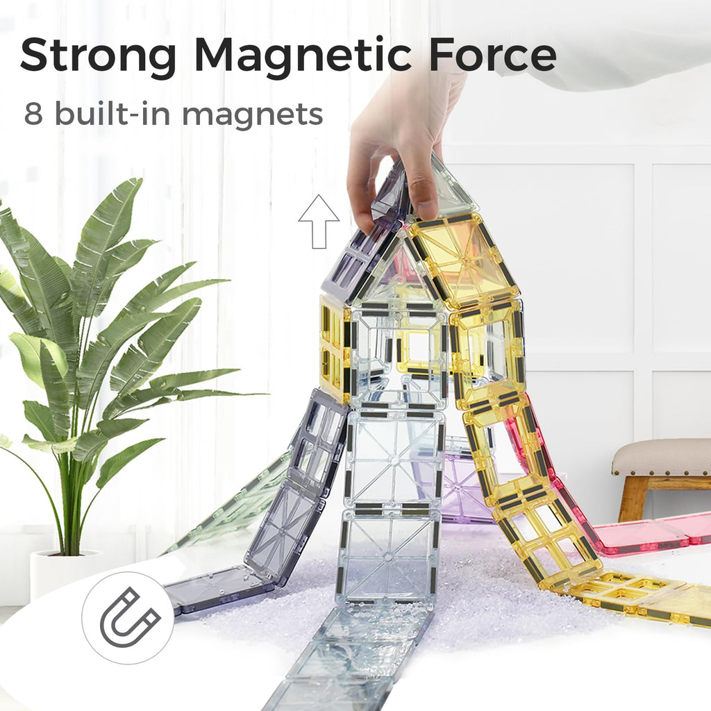 NEOFORMERS Magnetic Tiles Car Set - 40 Piece Truck Kit with Strong Magnets for Kids Ages 3+ (Morandi)