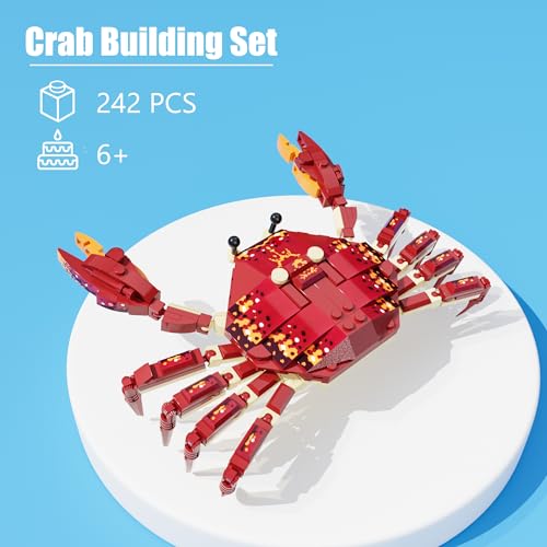 Neomoner Ocean Animal Building Blocks – 242-Piece Crab Set for Kids 6+