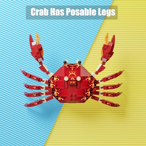 Neomoner Ocean Animal Building Blocks – 242-Piece Crab Set for Kids 6+