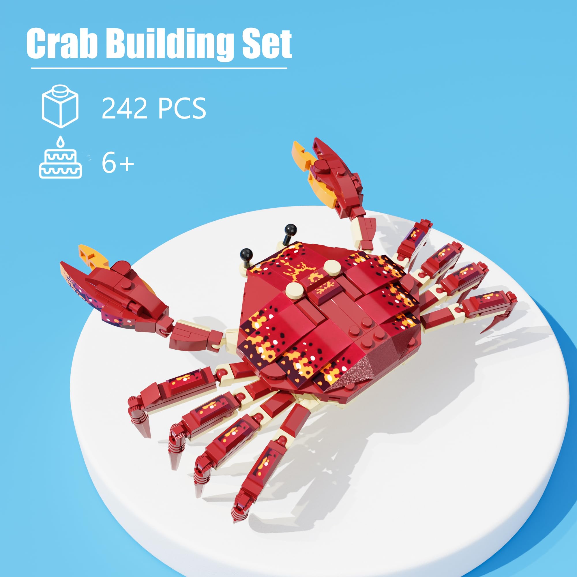 Neomoner Ocean Animal Building Blocks – 242-Piece Crab Set for Kids 6+