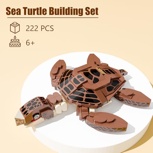 Neomoner Ocean Animal Building Blocks – Sea Turtle 222-Piece 2-in-1 Mecha Building Set for Kids Ages 6 and Up