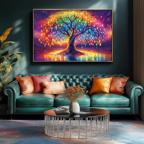 Neon Life Tree 1000 Piece Jigsaw Puzzle – Dust-Free, Eco-Friendly, 27.5x19.7 Inches – Hard Challenge for Adults