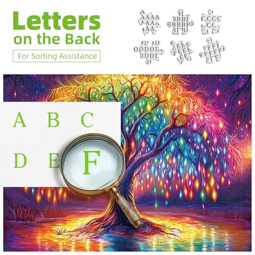 Neon Life Tree 1000 Piece Jigsaw Puzzle – Dust-Free, Eco-Friendly, 27.5x19.7 Inches – Hard Challenge for Adults