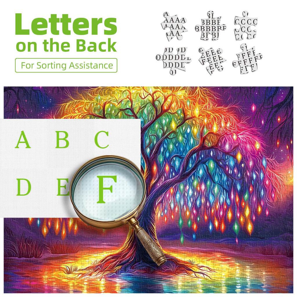 Neon Life Tree 1000 Piece Jigsaw Puzzle – Dust-Free, Eco-Friendly, 27.5x19.7 Inches – Hard Challenge for Adults