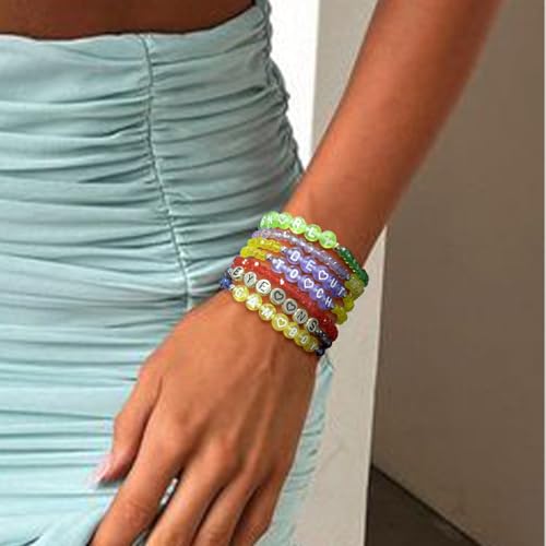 NEOVISTA KATSEYE Inspired Bracelet Set – 7 Colorful Beaded Bracelets for Eyekons, Concert Merch & Fan Gifts